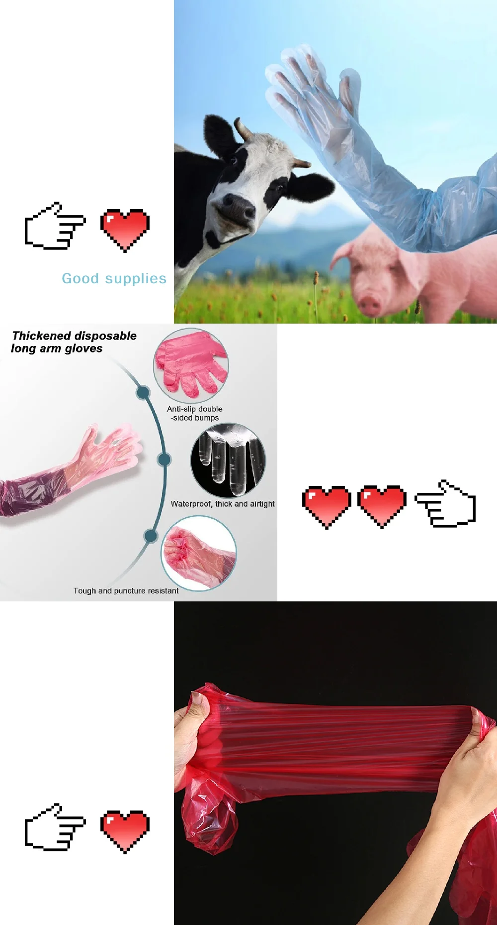 50PCS High Quality Plactic Gloves Veterinary Long Glove Cattle Artifical Insemination Farm Glove Veterinary Examination Gloves