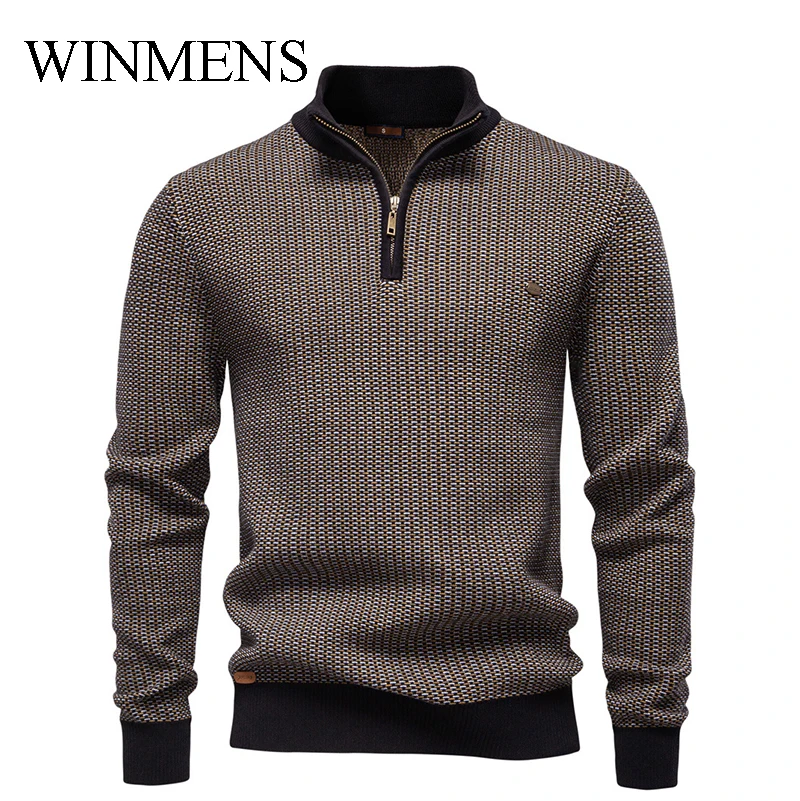 

Autumn and Winter 2025 New Men's Loose Thick Sweater Youth Half-Zipper Stand-Collar Business Casual Pullover Knitwear