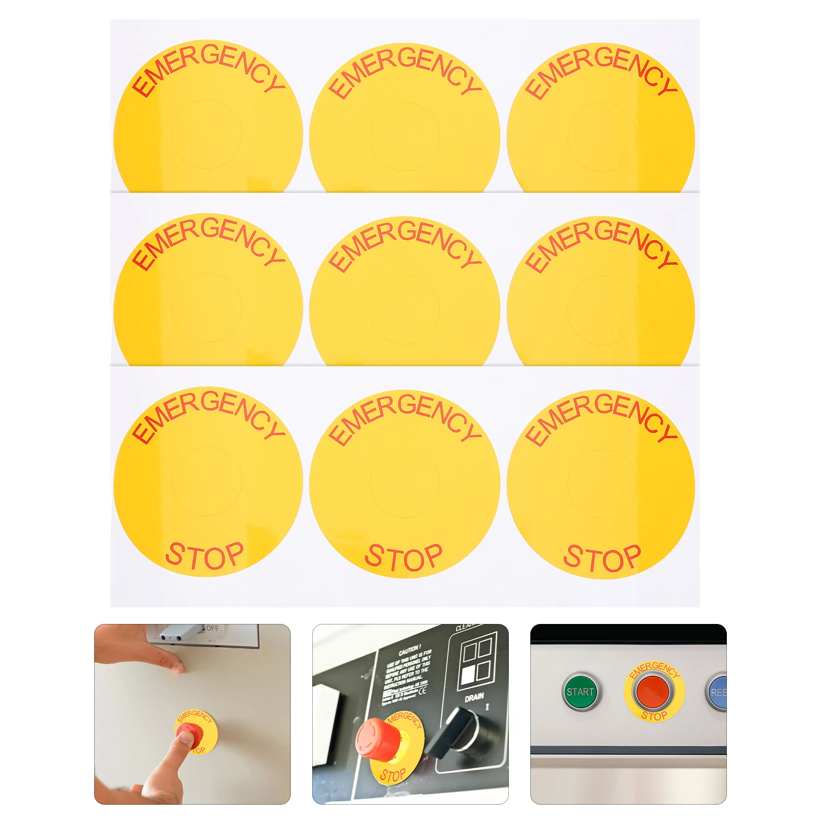 10 Pcs The Switch Machinery Emergency Stop Label Stickers Signs Decals Spring Quick Connector Wire Pvc