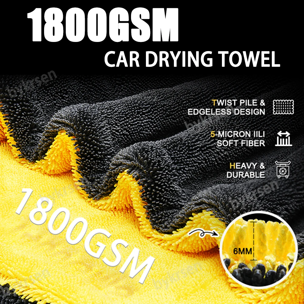 1800GSM Übergroßes Mikrofaser-Autowaschtuch, Superabsorbierend, Schnelltrocknend, Detailing-Lappen, Autowaschzubehör, Ölfleckenentfernung – Detail 9