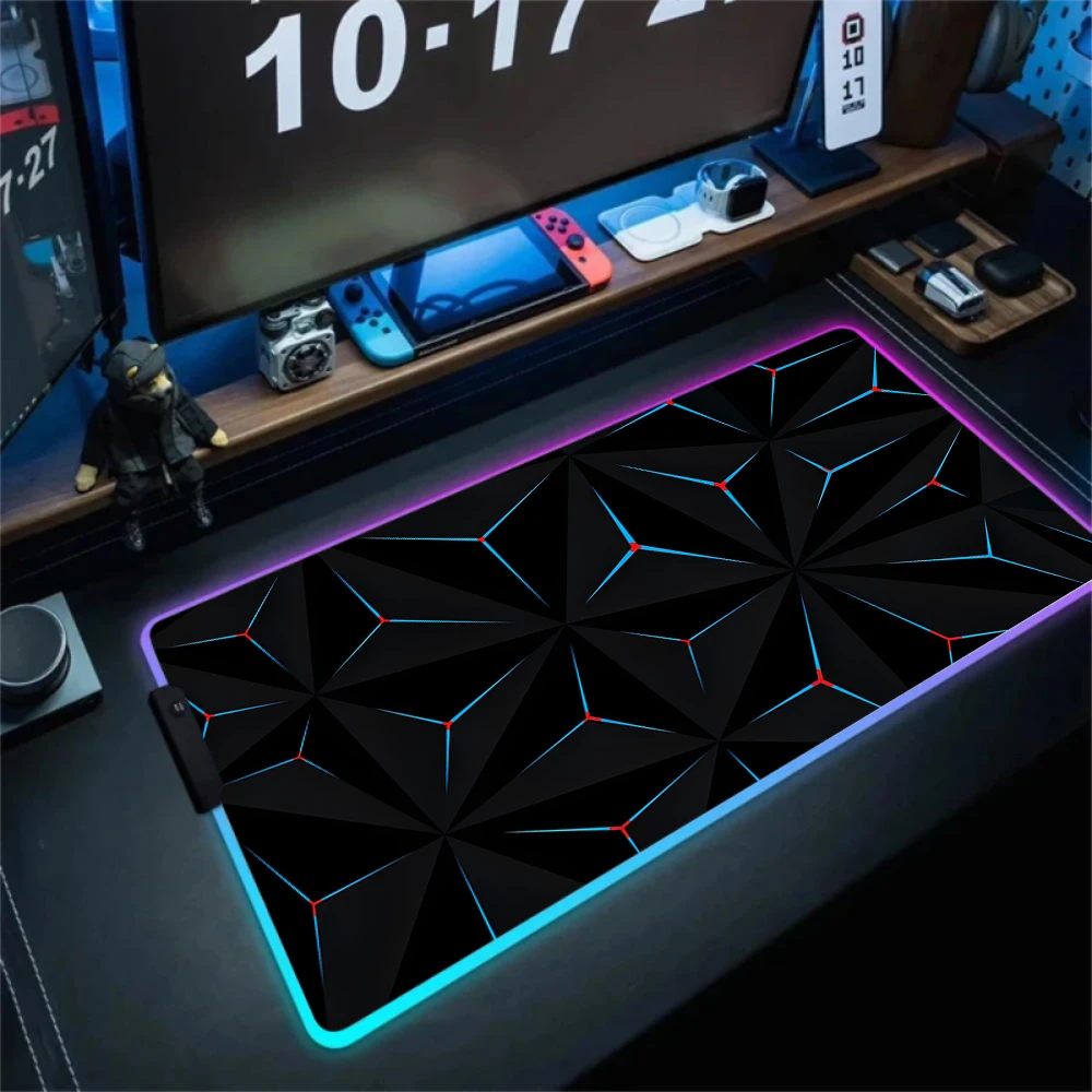 With Backlight Geometry LED Computer Mouse Pad 1000x500mm Gaming Mousepad Kawaii Office Rug RGB Shine Large Colorful Desk Mat