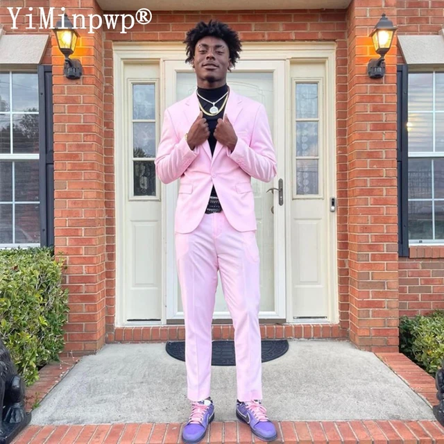 Pink Prom Suits for Young Men One Button Blazer Sets Homecoming Party Wear for Boy costume rose pour homme 2 Pieces Coat Pants AliExpress