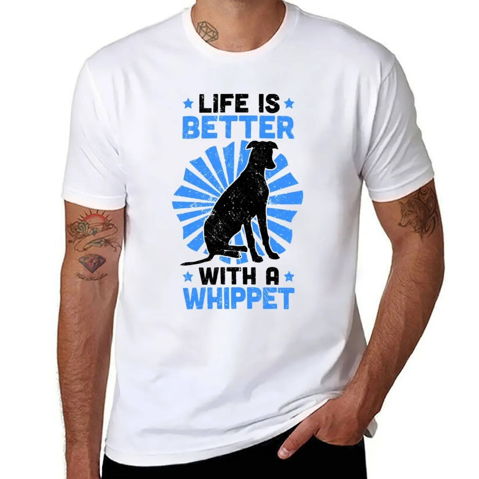 

Life is better with a Whippet British Greyhound T-Shirt t shirts with prints anime t shirts oversize man t shirt cotton T-Shirt