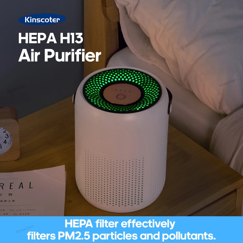 Home Electric Air Purifier With H13 HEPA Filter Desktop Air Cleaner Smoke Odor PM2.5 Particulate Matter Adsorption Filtration