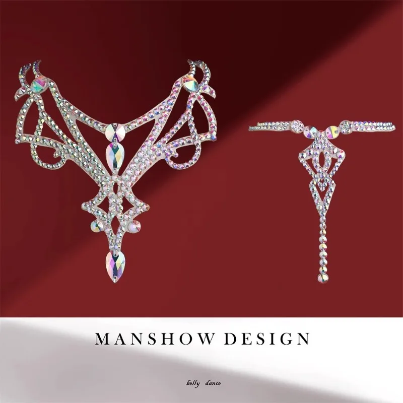 إكسسوارات قلادة الرقص اللاتيني القياسية الوطنية للرقص الشرقي المعلقات الأمامية والخلفية القلائد الزخرفية