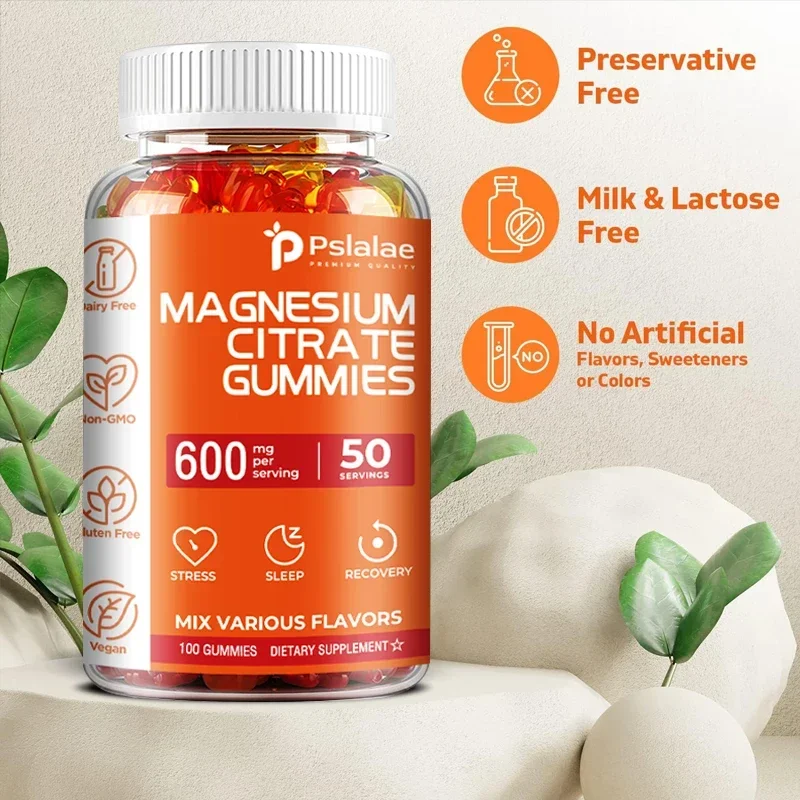 Magnesium Citrate Gummies - Promotes Muscle, Nerve, Bone and Heart Health, Gluten-free, Non-GMO