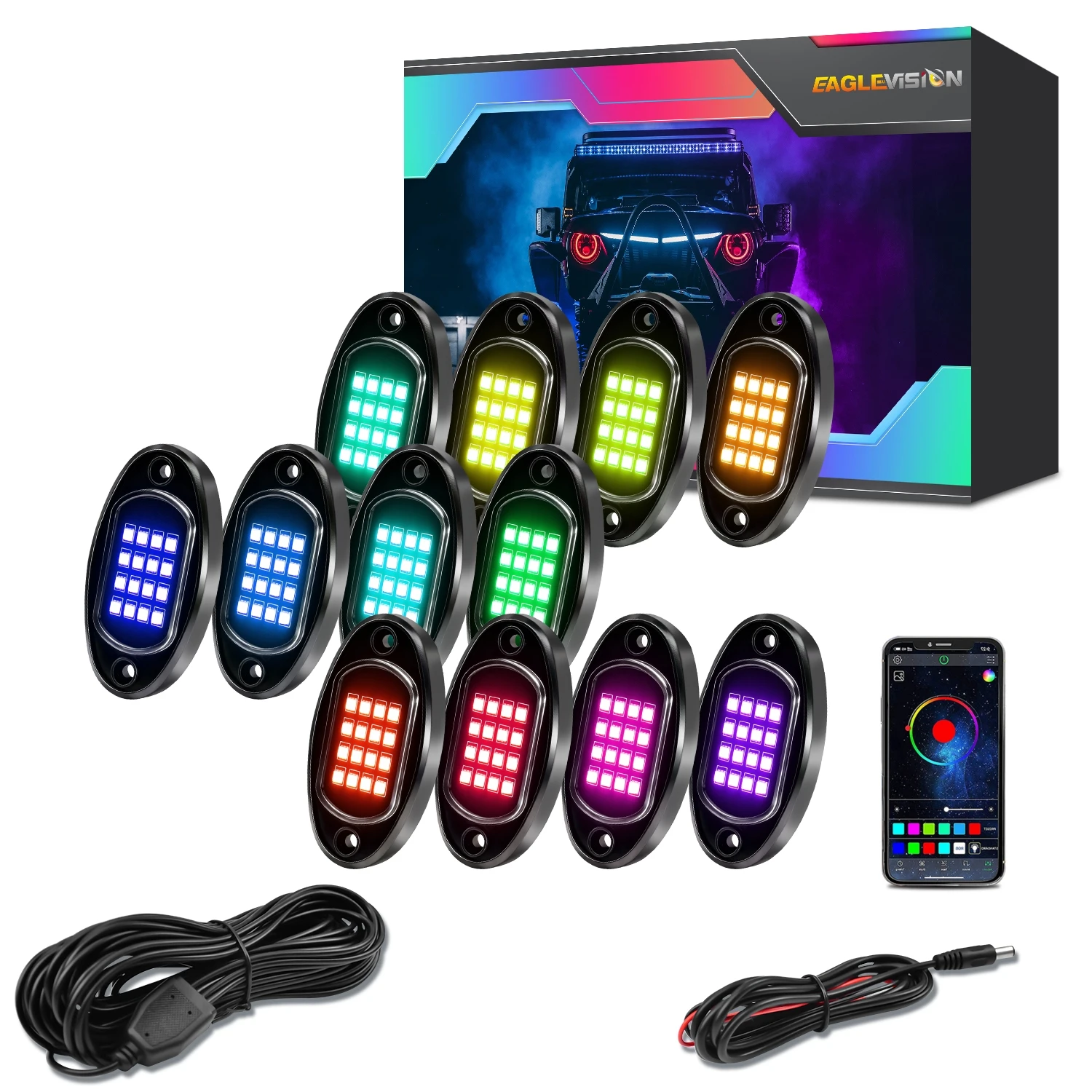 RGB G10 Car Chassis Underglow Light 8-In-1 12-in-1 16 LED Beads APP Controlled Auto Underbody Neon Atmosphere Decor Strip Lamp