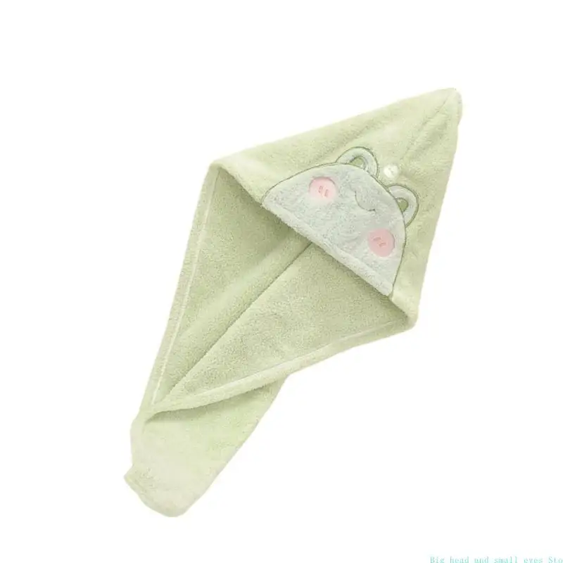581C Coral Fleece Hair Towel Quick Dry Turban for Women Soft Absorbent with Button