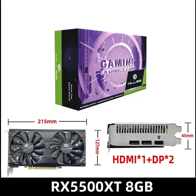 Top RX 5500xt 8GB Graphics Card Placa De Video 128bit GDDR6 Gaming AMD Radeon rx 5500xt 8gb 8pin + DP*2 + HDMI*1 rx5500xt PC