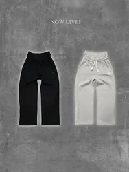 Unisex Fashion Pants Fake Two Piece Pants 2025 Spring Double Waist Pants Loose Drawstring Pants Embroidered Waist Pants