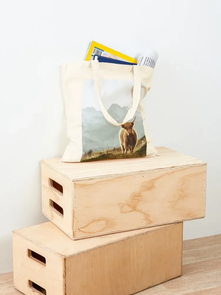 Highland Cow - Vintage Style Tote Bag free delivery bags reusable shopping bags Women's bags custom fabric bag