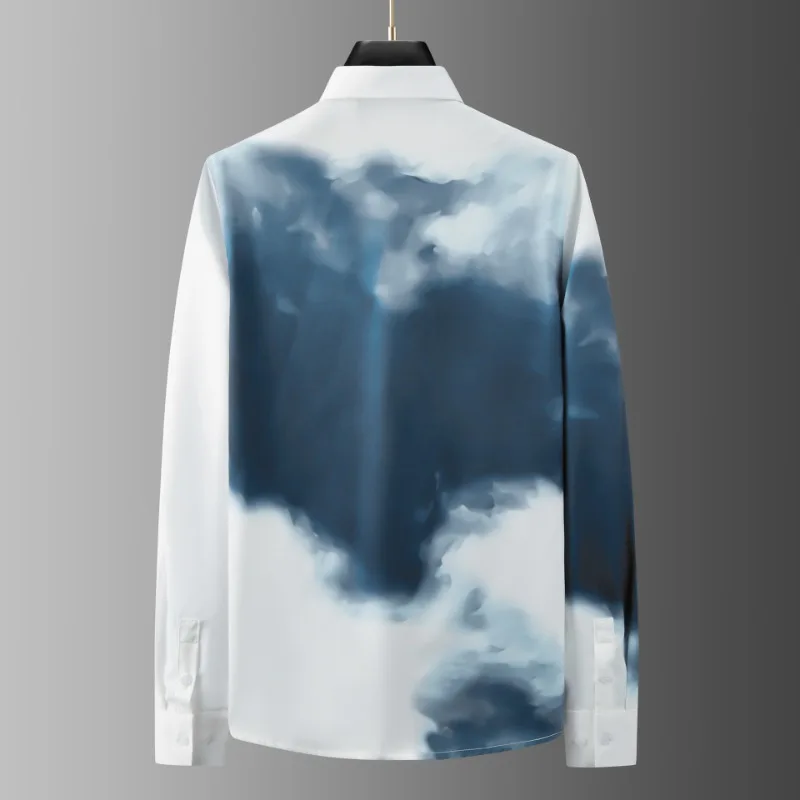 New Blue Sky White Cloud Printed Men's Shirts Luxury Long Sleeve Four Seasons Smart Casual Male Shirts Slim Fit Man Shirts