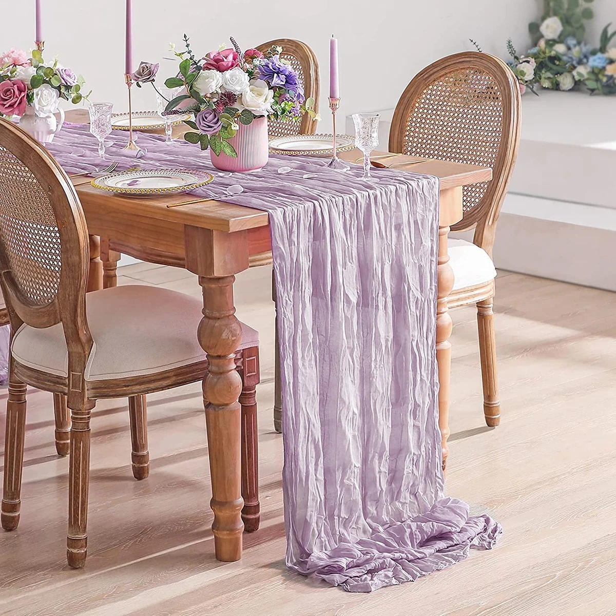 Semi-Sheer Table Runner Sage Cheesecloth Gauze Table Setting Dining Vintage Birthday Wedding Party Christmas Banquets Decor