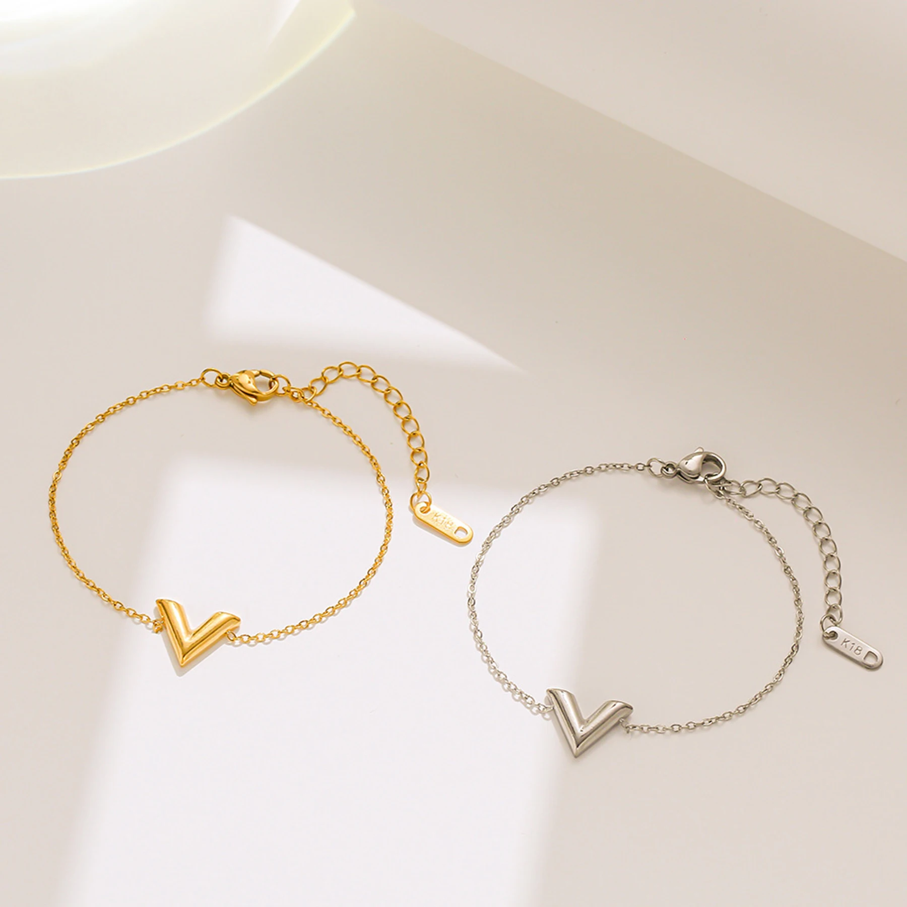 Fashion Jewelry Women's Stainless Steel Bracelet Simple Letter V Shape Design Exquisite High Quality Wedding Daily Party Gifts image 3