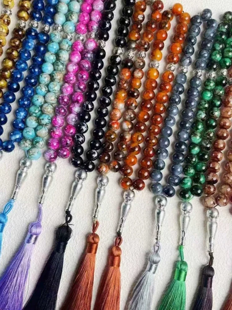 33 Beads Colorful Tassel Tasbih, Handmade Statement Prayer Beads, Elegant Islamic Jewelry & Fashion Accessory