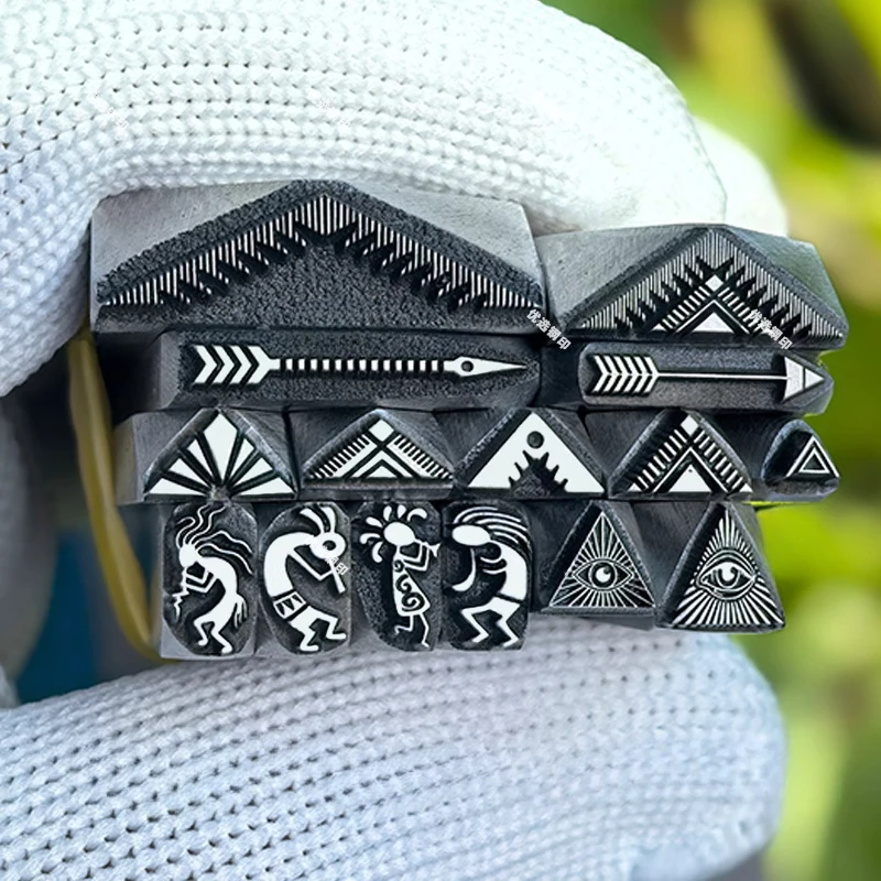 Navajo Series Jewelry Stamping Tool Leather Logo Stamps Metal Punching Steel Puncher DIY Silver Ring Marking Name Carving Stamp