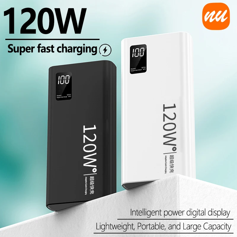 

New Super Fast Charging 120W Power Bank 200000mAh Large Capacity Portable Mobile Power Supply USB Fast Charging Digital Display