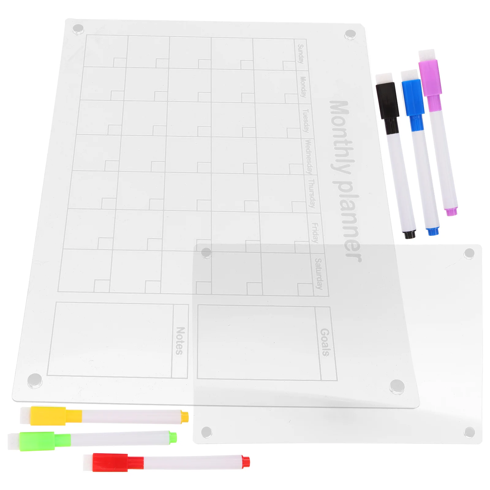 Tableau d'affichage en acrylique pour la planification du réfrigérateur, calendriers, tableau de cuisine, liste de contrôle, tableau blanc