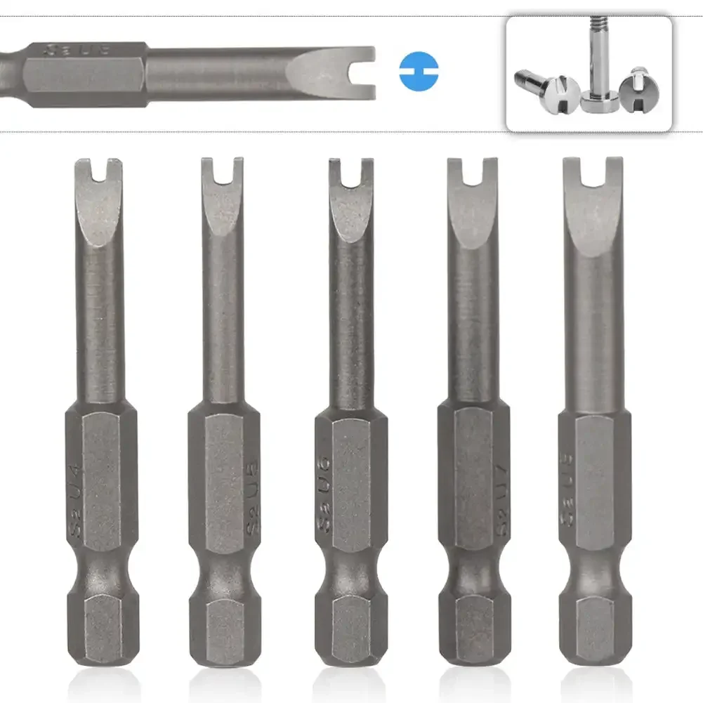 5pcs U Shaped Screwdriver Bits 1/4 Inch Hex Magnetic Screw Driver Set S2 Steel 50mm Length U4 U5 U6 U7 U8 for Hand Tools