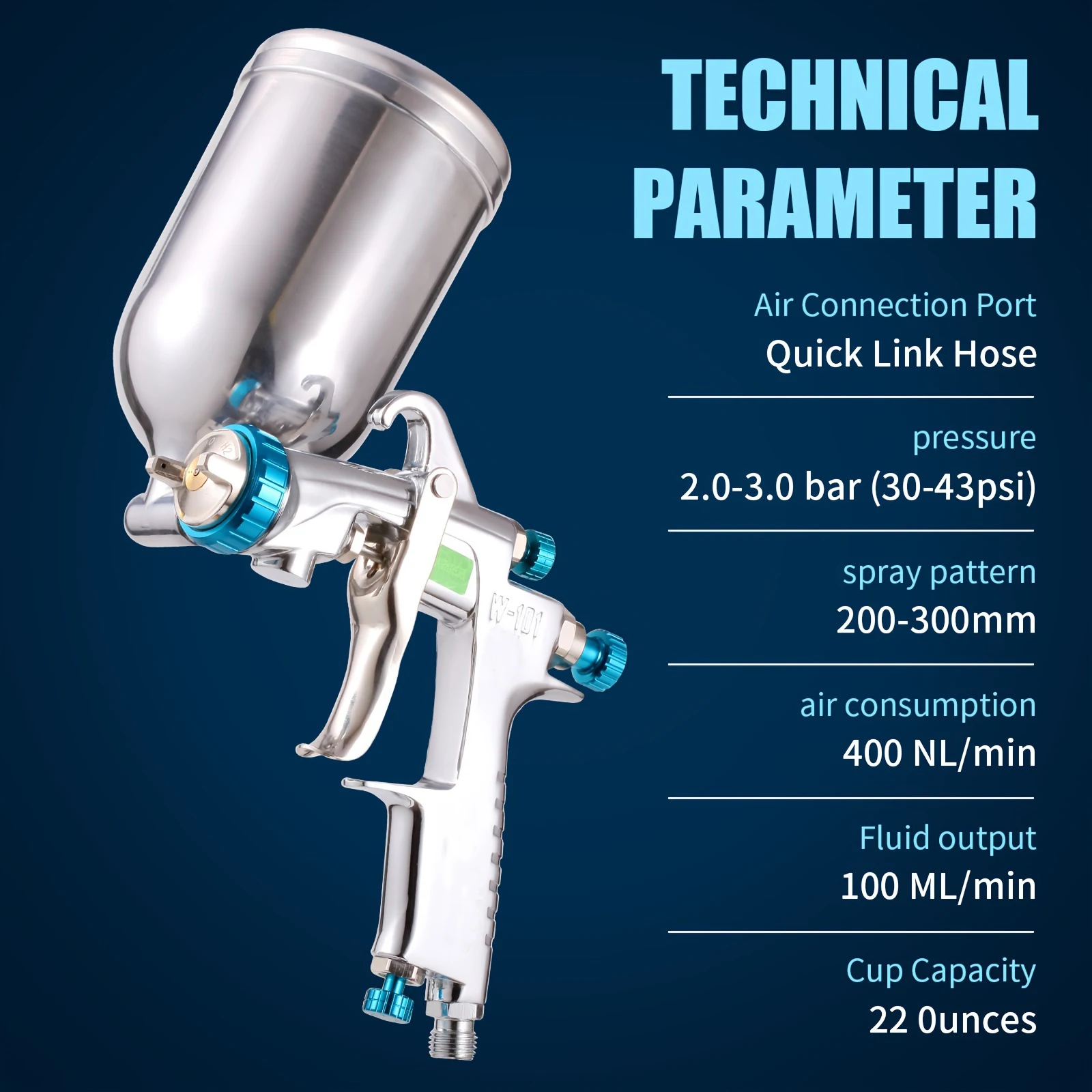 

W-101 HVLP Spray Gun - Versatile 1.3mm Nozzles for Professional Furniture and Car Coating Painting