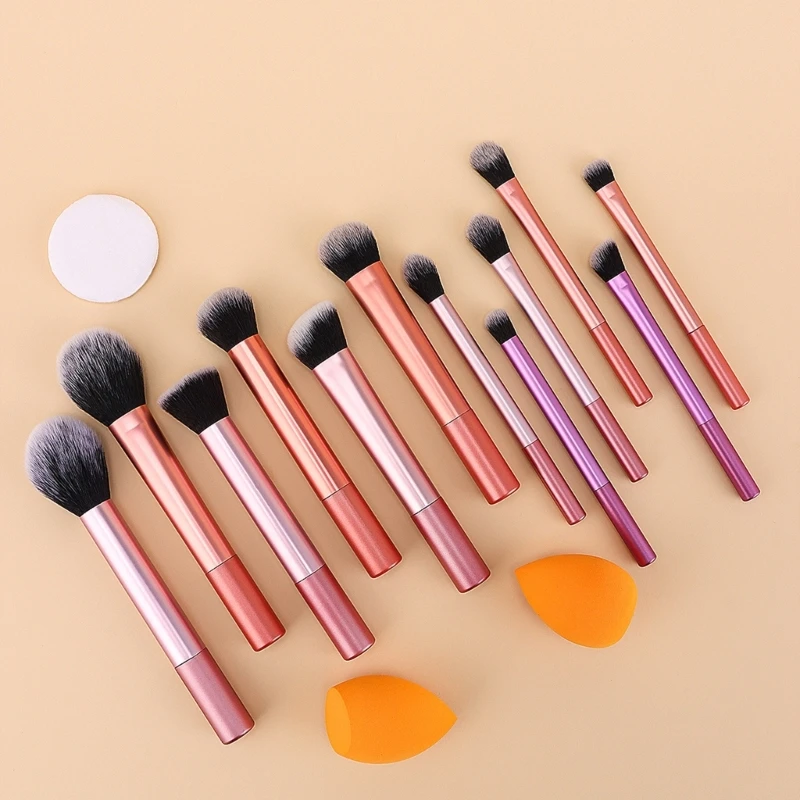 20 Pcs Basic Essentials Brush Set with Powder Puff Makeup Brush Set Cosmetic Brush Set Full Face Make Up Brushes E1YF