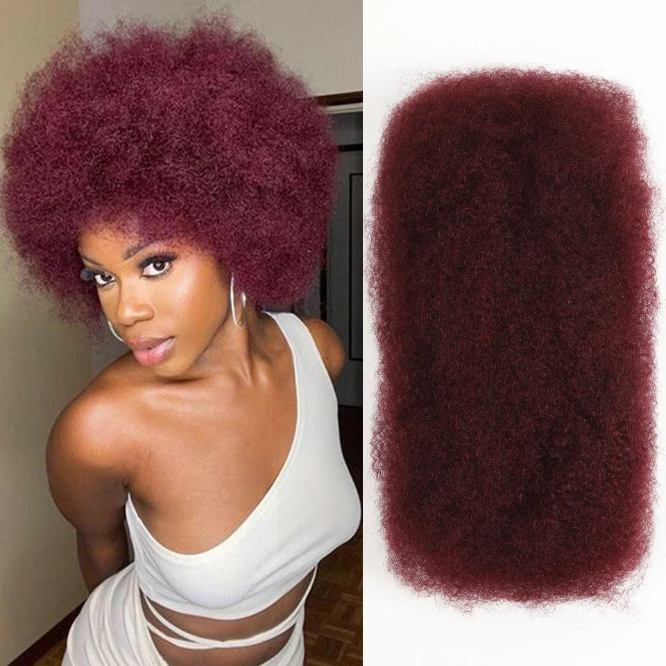 

Red Human Hair Bulk No Attachment Brazilian Afro Kinky Curly Bulk For Braiding Crochet Braids Light as a Feather Rebecca Remy