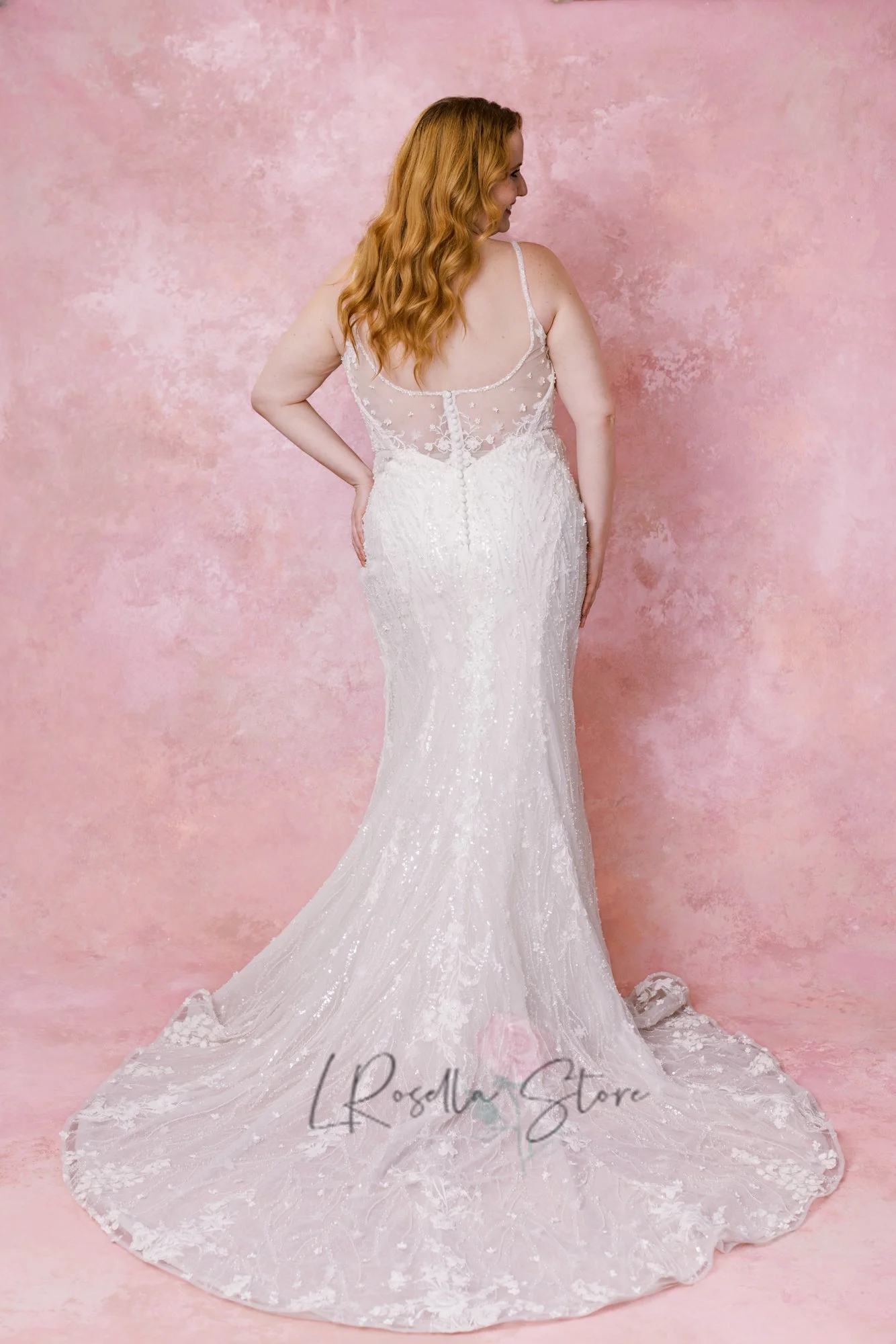 Robe de mariée grande taille avec bretelles spaghetti pour femme, dentelle perlée, robe de soirée de mariage, robe de mariée à fleurs, robe de mariée au dos