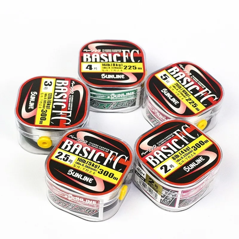 100% Original Sunline Brand  Basic Fc 225m/300m  clear color Carbon  Fiber Fishing Line Japan imported wire Leader Line