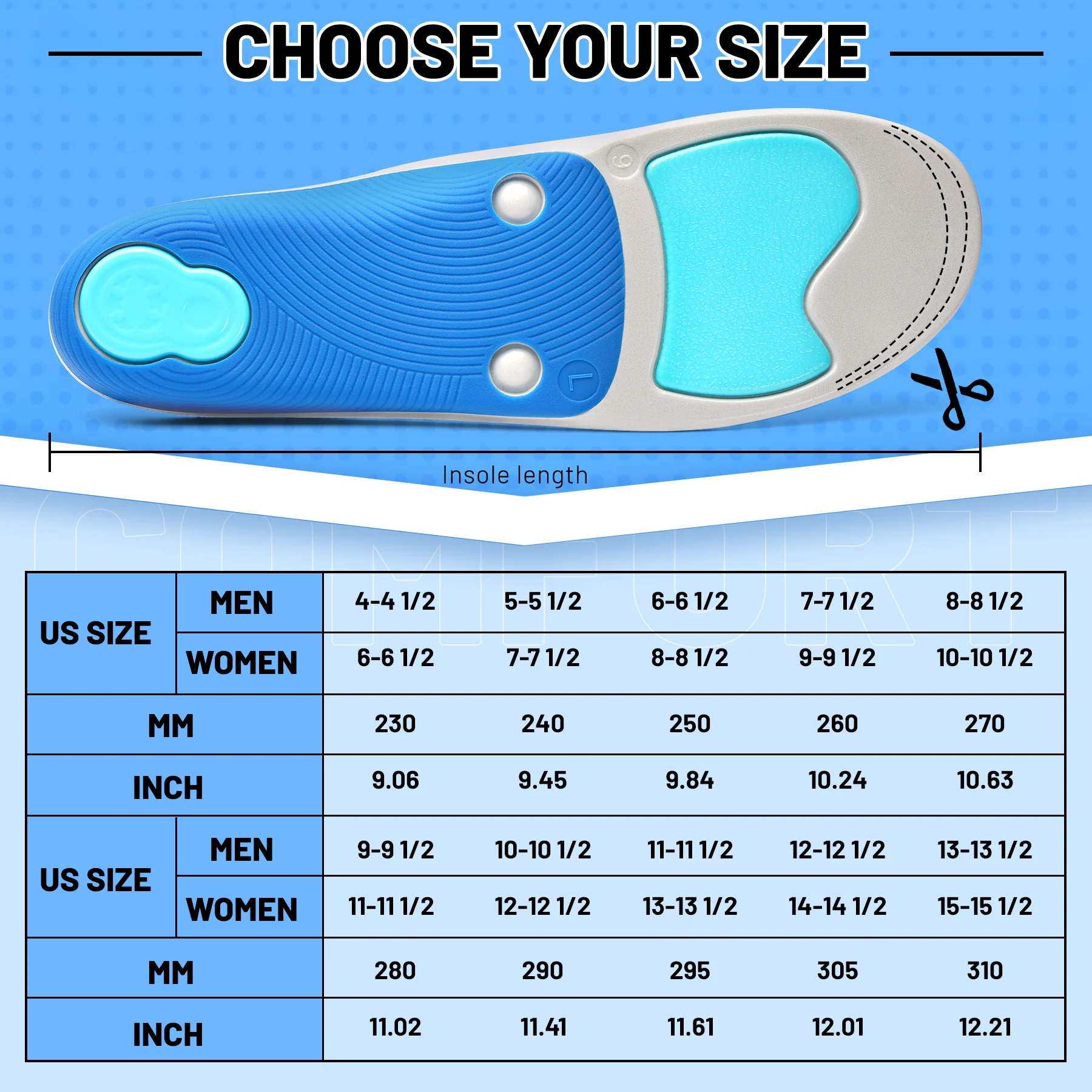 【Foot Pain Relief】Professional Arch Support Insoles - For Plantar Fasciitis, Heel Pain & Flat Feet