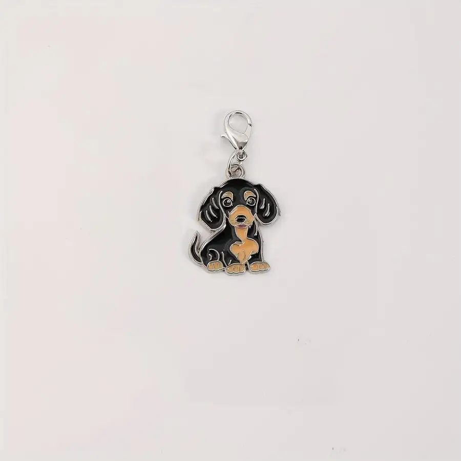 1/5/10/20/50/100pcs Cute Dachshund Keychain - Metal dog tag with a lobster clasp, perfect for purses, backpacks, and car interio