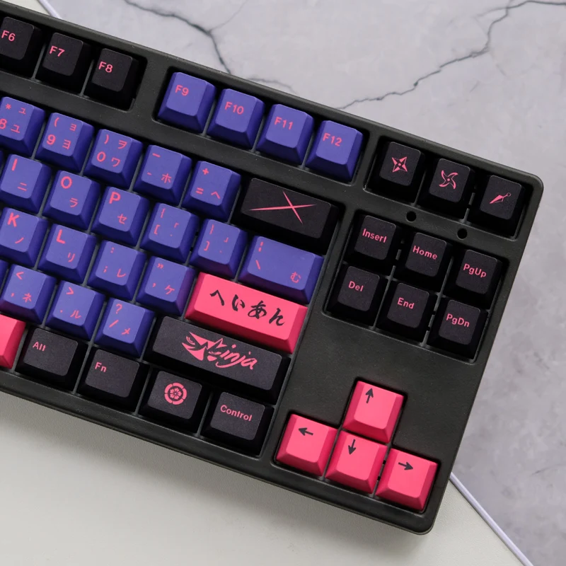 129 Keys/set Ninja Keycaps PBT Cherry Profile 5 Sides Dye Sublimation Key Caps For 61 64 68 84 96 980 104 Mechanical Keyboard
