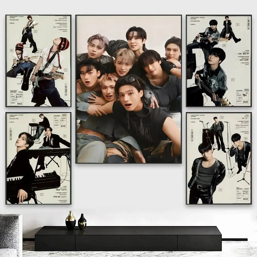 Kpop A-ATEEZ Hongjoong San Painting Calligraphy Canvas Art Styles, Wall Art Decor, Living Room Decor