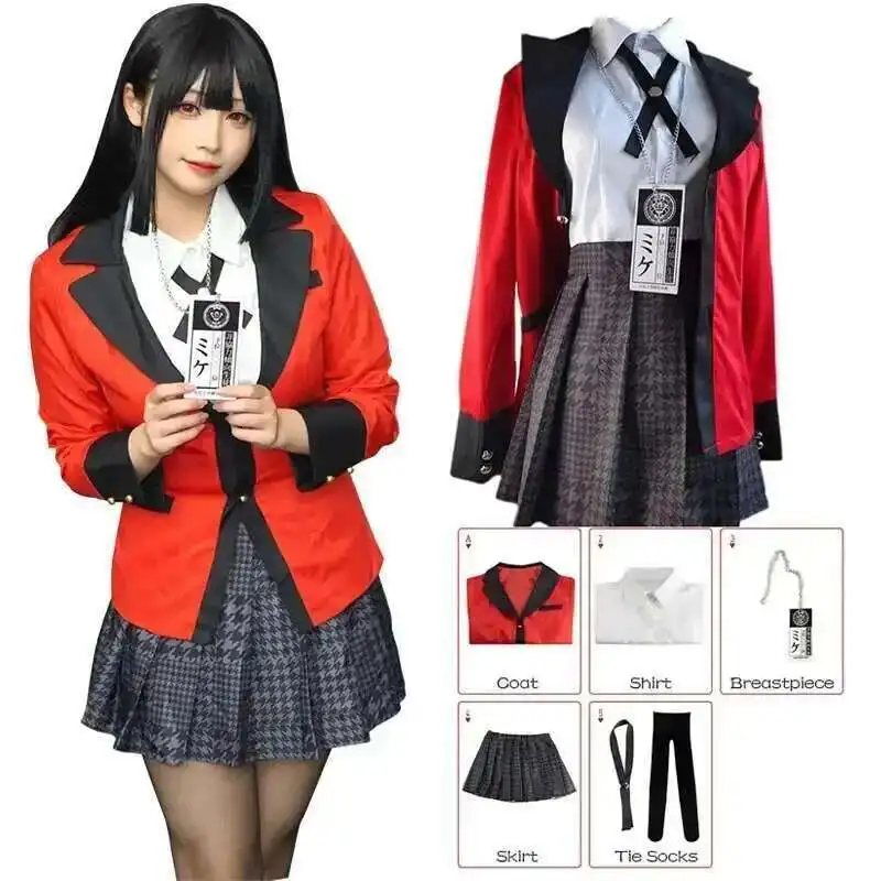 

Anime Kakegurui Jabami Yumeko Cosplay Costume Halloween Sayaka Compulsive Gambler Japanese School Girls JK Uniform Halloween