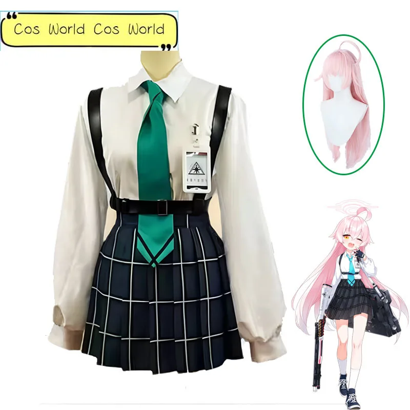 

Game Blue Archive Takanashi Hoshino Cosplay Costume Wig Hoshino JK School Uniforms Suit Tie Glove Women Halloween Costume Prop