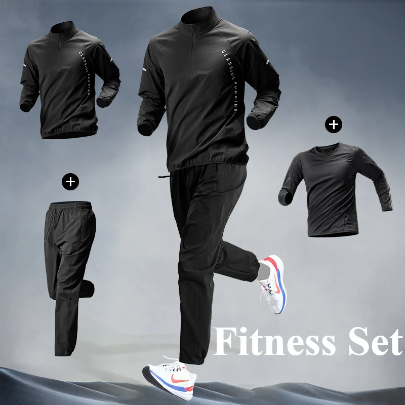 Spring Workouts Sets Thermal Plush Base Layer Thickened Running Trainning Quick Drying Clothes Fitness Tight Sports Sweats Set - Image 4