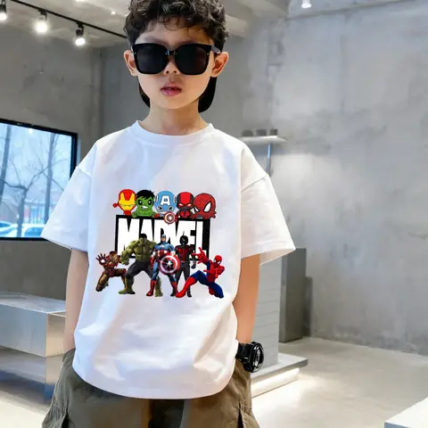 Marvel Avengers Kids T-Shirt Boys Girls Superhero Print Short Sleeve Soft Cotton Summer Casual Tops Multiple Colors