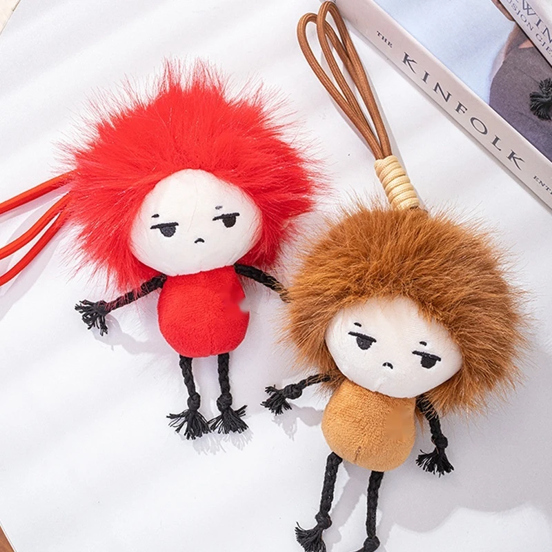 Plush Doll Keychain Fluffy Explosive Haired Doll Pendant Creative Cute Bag Hanging Decor For Adults Bag Accessory