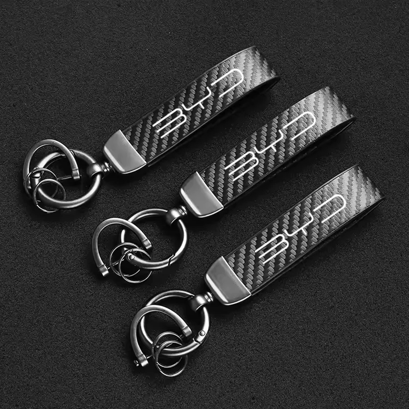 

For BYD Atto Tang F3 E6 Yuan Song Qin Pro Car Carbon Fiber Keychain Horseshoe Buckle Jewelry