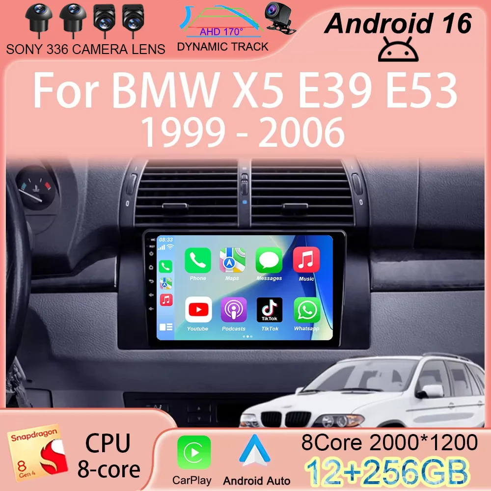 

Мультимедийный видеоплеер Android 16 для BMW X5 E39 E53 1999-2006, стереосистема, навигация GPS, без 2DIN DVD