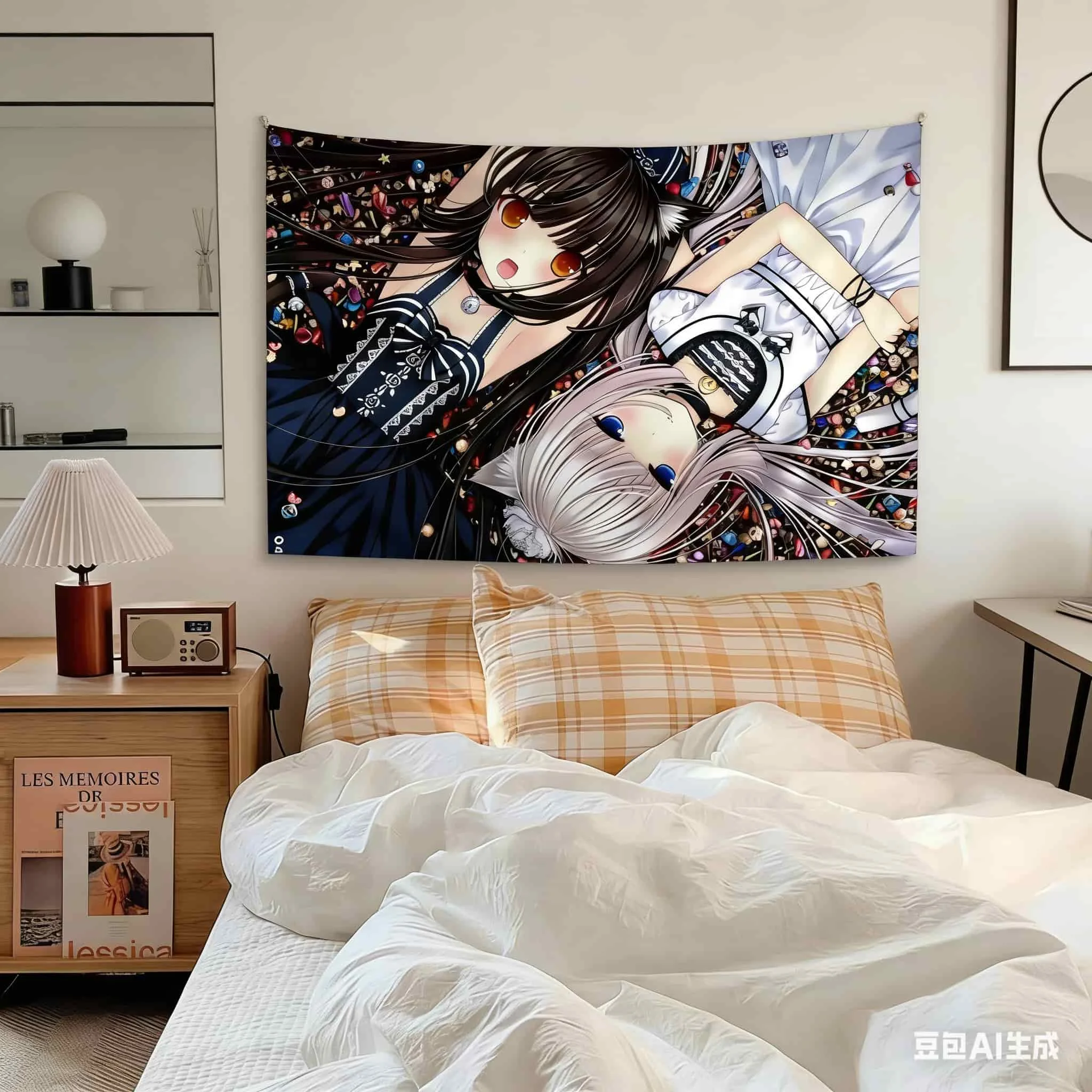 1pc Nekopara Anime Tapestry, Cat Girl Print Wall Hanging, Polyester 2D Art, Cute Bedroom Living Room Decor, Gift for Anime Fans