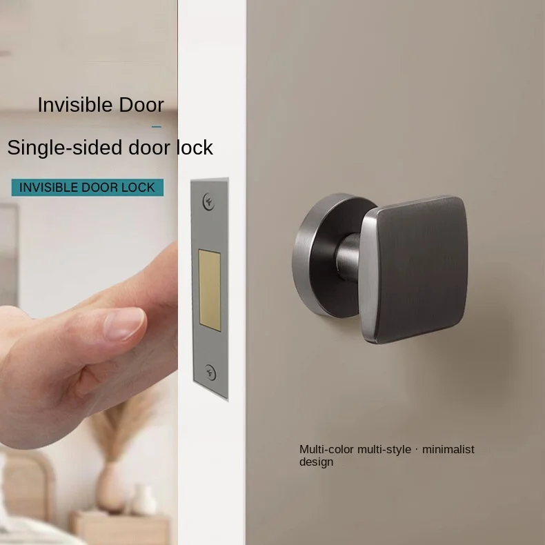 

Bedroom invisible door lock cabinet door kitchen household silent zinc alloy background wall modern minimalist door square lock