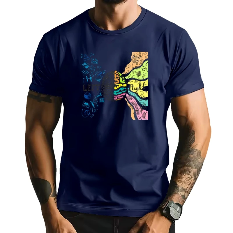 

2020 left Brain right brain Graphic TShirt men Science Biology streetwear Math Physics Funny T shirt top top Tee hip hop Hipster