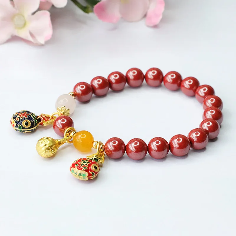 

Браслет из киновари, браслет с императорским песком и золотым зверем, украшения в придворном стиле.