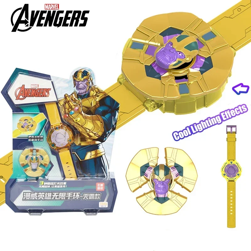 Nova marvel vingadores thanos estilo 2 pçs fidget spinner pulseira três tipos de brilho filme conjunto de brinquedos periféricos menino presentes aniversário