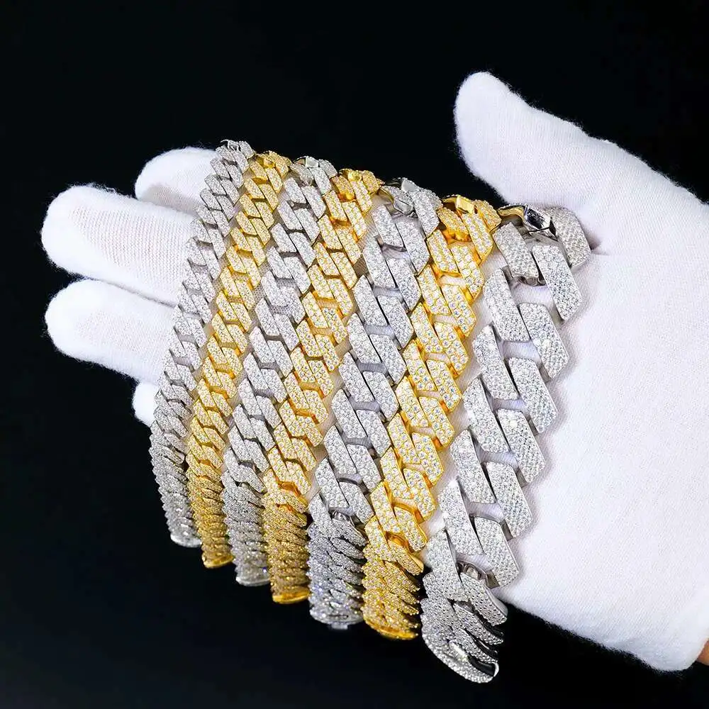 

Gra Certified 8-20mm Luxury Hip Hop Jewelry 925 Silver Mens Iced Out Vvs Diamond Mossanite Moissanite Cuban Link Chain Bracelet