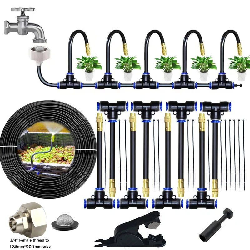 

DIY Free Bending Universal Spray Kit For Greenhouse Garden Flowers Plant Watering Irrigation Patio Misting Cooling