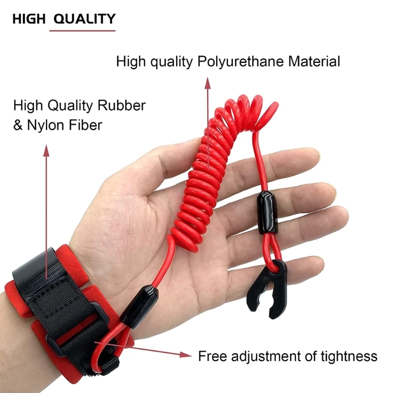 Boat Engine Emergency Stop Switch Safety Lanyard Cord Replacement for Outboard Motor 160cm/63inch Long