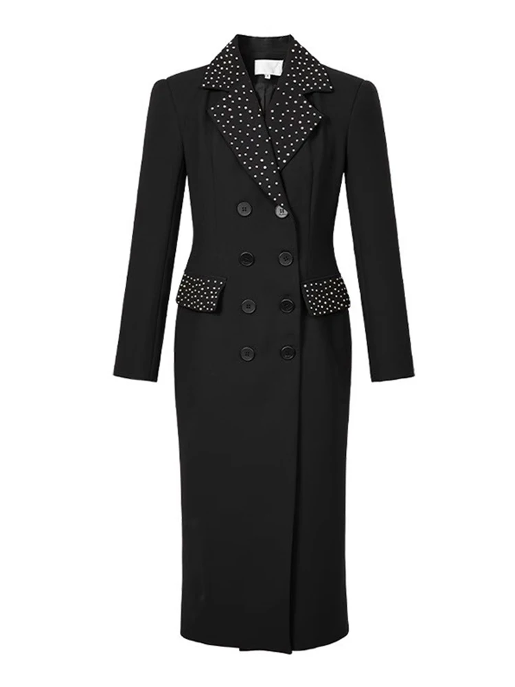 Abiti formali stile lavoro abbigliamento donna elegante ufficio pendolare Chic nero doppio petto Slim Blazer Dress Robe Mujer Vestidos