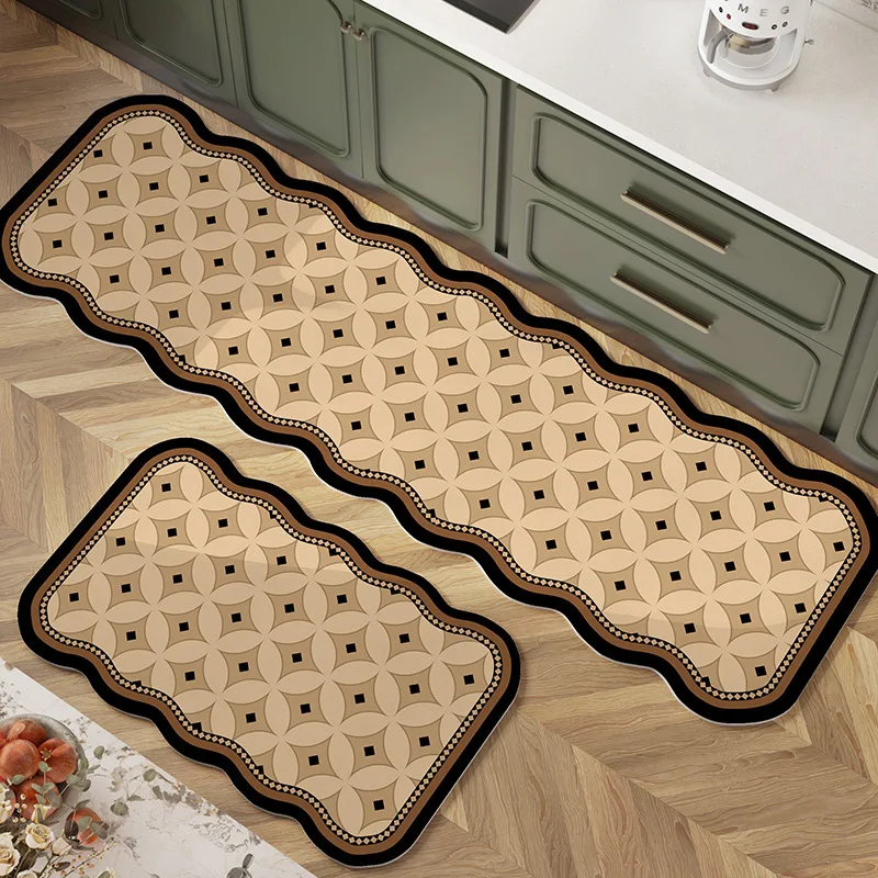 

VIKAMA 2Pcs American-Style Kitchen And Bathroom Floor Mats, Quick-Drying And Water-Absorbing Entry Door Carpets, Home Decoration