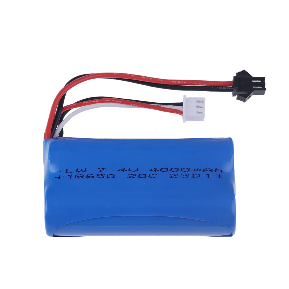 7.4V 4000mAh Lipo Battery for WPL MN99S D90 U12A S033g Q1 H101 H103 Rc Boats Cars Tanks Parts 2s 7.4v 18650 Battery SM Plug